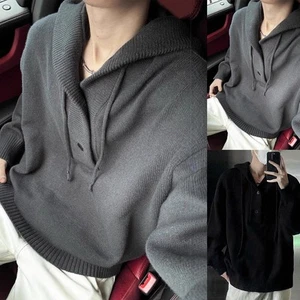 Men's Relaxed Fit Hooded Sweater Ideal Choice for Spring and Autumn Fashion - Picture 1 of 48