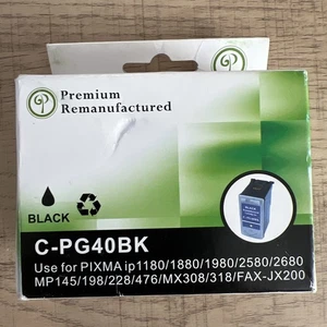 Green Project C-PG40BK Black Ink Cartridge Replaces Pixma PG40BK - Picture 1 of 3