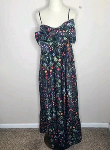 Anthropologie Hutch ärmelloses Maxikleid Schleifendetail Garten schwarz Blumenmuster Small - Bild 1 von 9