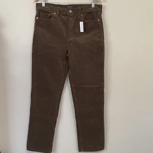 NWT BANANA REPUBLIC Corduroy Pants Women's 32x29 High Rise Straight Ankle Brown - Picture 1 of 10
