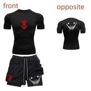 Berserker Men's casual fitness set, gym quick drying sportswear, shorts+shirt, - Picture 1 of 35