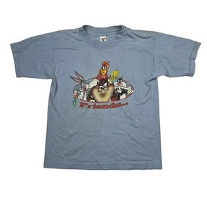 Looney Tunes VTG 90s Double Sided Taz Bugs Tweety T-Shirt Blue Youth M Medium - Picture 1 of 6
