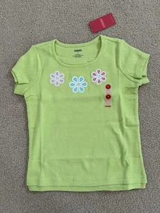 Gymboree Ribbed Green Short Sleeve Shirt with Embroidered Flowers, Size 7, NWT - Picture 1 of 4
