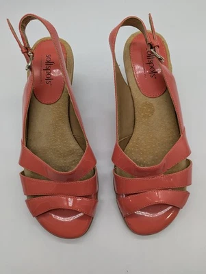 Softspots Kristie coral strappy slingback heels size 8W - Image 1 of 4