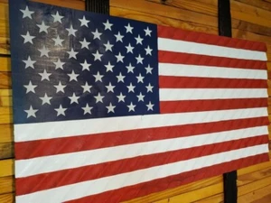 Large Americn Handmade Wavy Wood Flag Quality Craftsmanship 19x37 - Picture 1 of 5