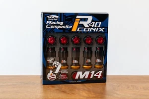 KYO-EI Project Kics R40 Iconix Lock Lug Set Aluminum Cap - M14x1.5 - Black/Red - Picture 1 of 3