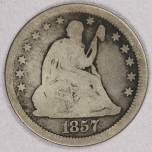 1857 Sitzende Freiheit Silber Viertel 25C - sehr guter Zustand - Bild 1 von 2