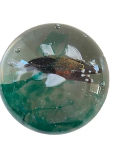 Murano Art Glass Aquarium Fish Paperweight Gold Fleck Seaweed Bubbles Toso? - Picture 1 of 11