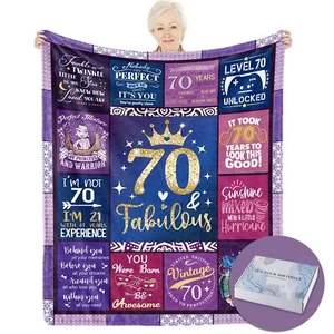 70th Birthday Blanket Gifts for Women 60"x50" Warm & Soft Throw for Mom - Picture 1 of 7