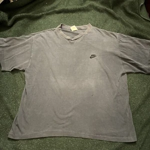 Vintage Nike T Shirt 80s 90s Grey Tag Men’s m Nike Spellout embroidered faded - Picture 1 of 10