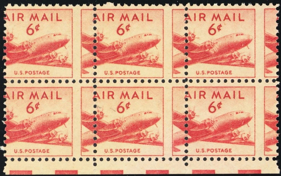 C39, Misperforation Error Block of Six 6¢ Airmail Stamps Mint NH - Stuart Katz - Image 1 of 1
