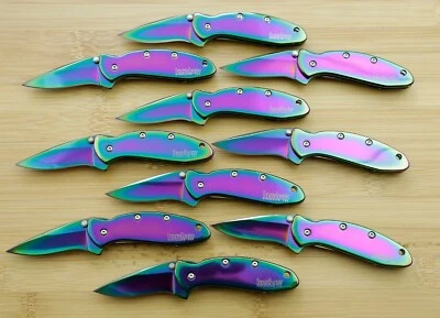 LotA (one) 1600VIB Kershaw Rainbow Pocket Knife Chive plain Blade speedsafe Blem - Image 1 of 4