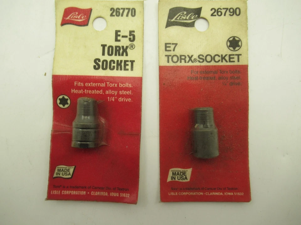 Lisle E5 #26770 and E7 #26790 Torx Sockets 1/4" Drive Pair - Image 1 of 1