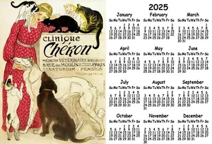 CLINIQUE CHERON VINTAGE AD DOG CAT VET PET LOCKER FRIDGE 2025 CALENDAR MAGNET - Picture 1 of 1