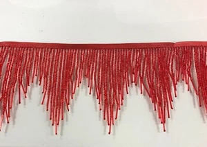Lámpara CHEVRON 6.5" SEMILLA DE VIDRIO ROJO corneta con cuentas flecos adorno de disfraz por yarda - Imagen 1 de 1