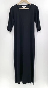 Exclusively Misook Black Shift Business Knit Acrylic Maxi Dress Side Slit Sz S - Picture 1 of 11
