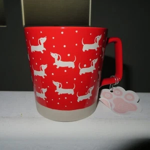 10 Strawberry Street DACHSHUND Dog Large Red White Mug Cup NWT - Picture 1 of 2