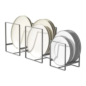 Hikinlichi 2 Large 1 Small Plate Holders Organizers Gray Upright Cabinet Dish... - Picture 1 of 9