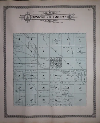 Antiguo mapa Plat 1913 ~ 5N-22E Twp., KLICKITAT Co. WASHINGTON / 6N-22E en reverso Foto 1 de 4