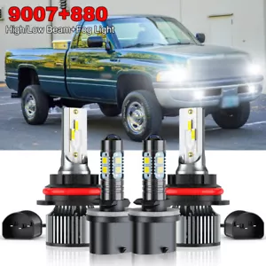For Dodge RAM 1500 2500 3500 1994-2001 LED Headlight High/Low + Fog Lights bulbs - Picture 1 of 16