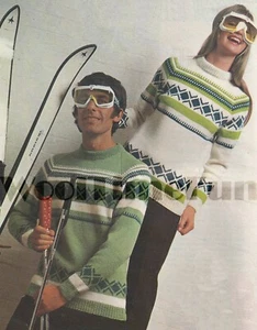 Saltadores vintage/retro de esquí/isla de feria/navidad con patrón de tejido para hombre y mujer. - Imagen 1 de 1