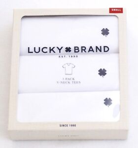 Lucky Brand White V Neck Short Sleeve T Tee Shirt 3 in Package New in Box Men's 