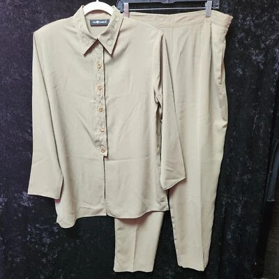 Sag Harbor Olive Sage 裤子套装女式 M 码刺绣  — 第 1/4 张图片