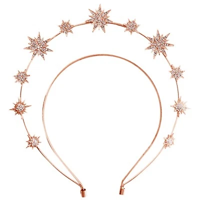 Stars Goddess Crown Halo Headband Cown Tiara, Boho Rose Gold Headpiece - Image 1 of 2