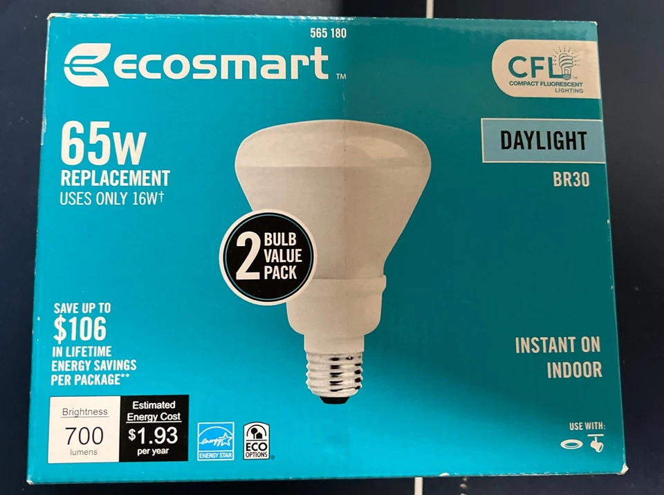 Eco Smart 65W Equivalent BR30 Dimmable LED Light Bulb (Pack of 2) - Image 1 of 1