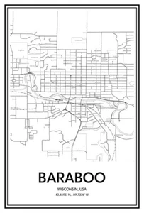 Baraboo, WI, USA - Modern Minimalist Street Map Poster - Bild 1 von 8