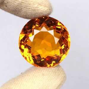 Labrotary Made Yellow Citrine 40.46 Ct Loose Round Cut Gemstone - Picture 1 of 4