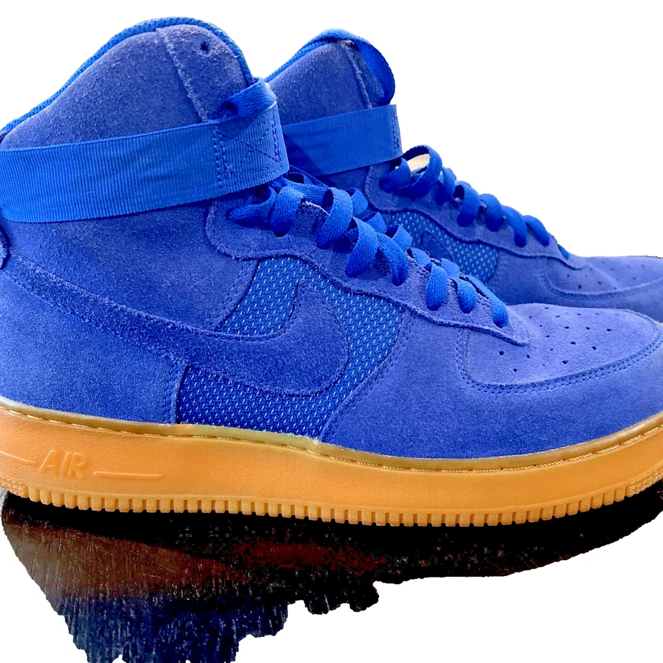 Nike Air Force 1 High 07 LV8 Blue Suede Gumdrop Bottom - Image 1 of 4