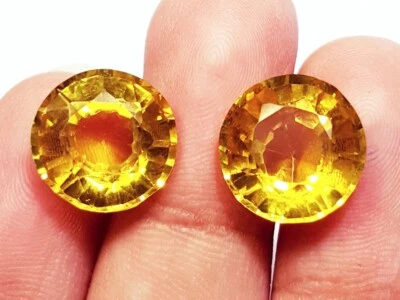 Yellow Sapphire Round Shape 8 to 10 Ct Certified Pair Loose Gemstone ~ PY28 - Image 1 of 4