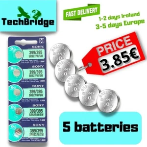 SR927SW SONY Alkaline Battery AG7 SR927W LR57 LR927 395 399 SR57 V399 5batteries - Picture 1 of 6