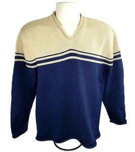L.L.Kids by L.L.Bean Vintage Vee Neck Sweater, Boys XL, 0JR78,Tan/Blue,EUC - Picture 1 of 8