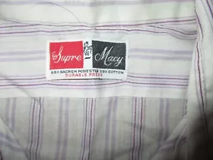 CAMICIA vintage SUPRE MACY BUTTON FRONT righe viola resistente stampa Dacron taglia 16 - Foto 1 di 4