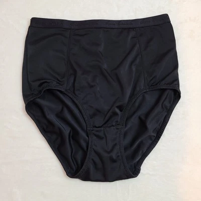 复古 Gloria Vanderbilt 丝绸尼龙高腰塑形内裤 M 码黑色 — 第 1/4 张图片