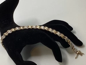 11.25 Grams Real Diamond Chip X Link Bracelet Sterling Silver Vermeil 925 Sz 7 - Picture 1 of 8