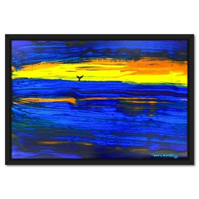 Pintura Acrílica Original Enmarcada Wyland "Cola de Ballena" sobre Lienzo Firmada a Mano Foto 1 de 3