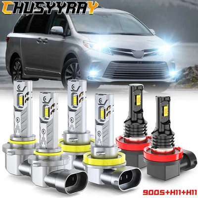 For Toyota Sienna 2011 2012-2020 LED Headlight Hi/Lo Beam Fog Light Bulbs 6x - Image 1 of 4