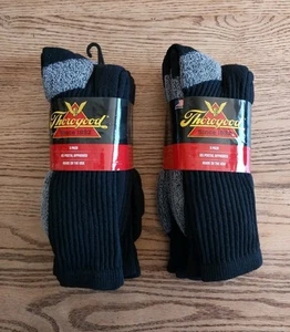 Confezione da 2 calze Thorogood Crew nuove con etichette (6 paia) CoolMax Postal nere da uomo taglia large - Foto 1 di 3