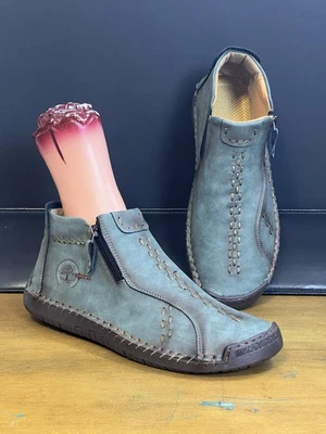 Moda Hombres Azul Cuero Informal Zapatos Exterior Mocasines Mocasines Talla 9 Foto 1 de 4