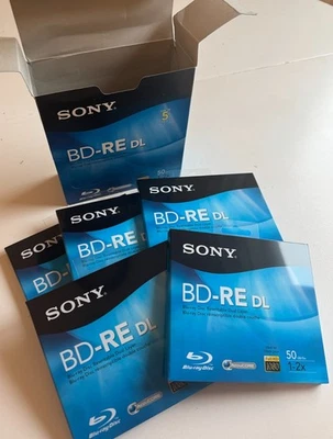 SONY 50GB BD-RE DL - Disco Blu-Ray Regrabable Doble Capa Paquete de 5 NUEVO Foto 1 de 4