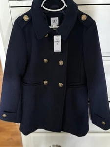Gap Kids Wool Peacoat Girls Size M (8) Double Breasted Brass Buttons Classic - Picture 1 of 4