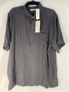 Tommy Bahama Black and Gray Short Sleeve Silk Button-up Shirt Size L - New - Picture 1 of 8