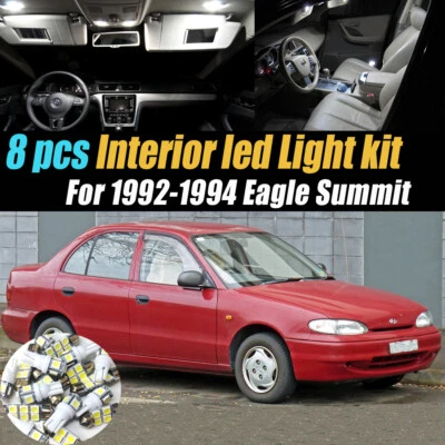 Комплект из 8 супербелых светодиодных ламп для салона автомобиля 1992-1994 Eagle Summit - Изображение 1 из 4