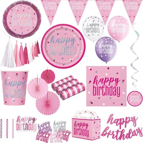 Set Di Decorazioni Per Festa Di Compleanno Rosa Per Donna E Bambina - Immagine 1 di 1