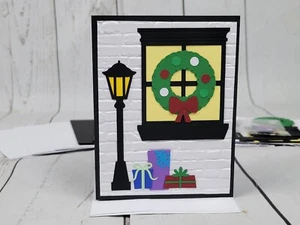 Merry Christmas Greeting Card Kit #15 [Lot of 4, Handmade, Window, Wreath] - Picture 1 of 6