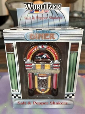 Saleros y pimenteros Wurlitzer Jukebox 1998 apilables de cerámica de Enesco nuevo en caja Foto 1 de 4