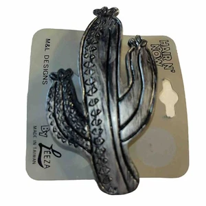 Clip de pelo vintage tono plata cactus pasador accesorio suroeste nuevo único ☼ - Imagen 1 de 7